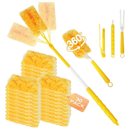32 Stück für Swiffer Duster Staubmagnet Nachfüllpack Set, 360° Staubwedel für Teleskopstange Starke Adsorption Tierhaaren, Staub, Allergenen