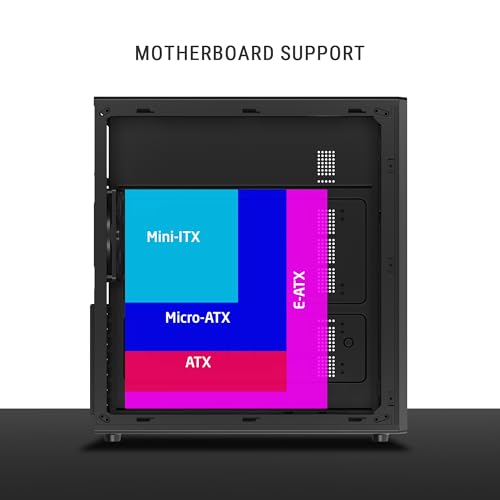 Image of Ant Esports Si30 Mid-Tower Computer Case /Gaming Cabinet - Black | Support ATX /M-ATX, Mini-ITX | Pre-Installed 1 Black Fan