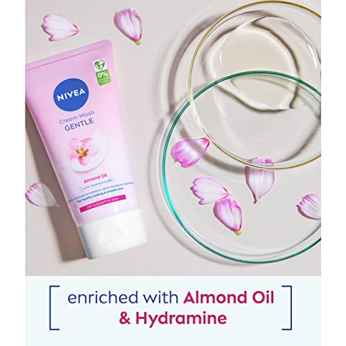 NIVEA Gentle Face Cream Wash (150ml), Face Cleanser with Almond Oil and Hydramine Gently Cleanses for Smooth, Healthy Skin, Face Wash for Dry and Sensitive Skin