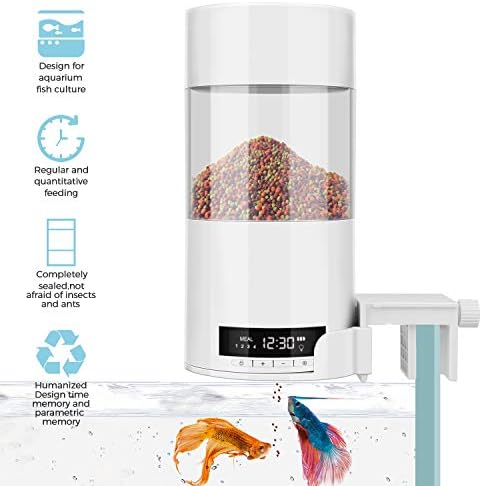 YINKUU Automatic Fish Feeder, Auto Fish Turtle Feeder for Aquarium and Fish Tank Programmable Operated Vacation/Weekend Auto Fish Food Dispenser Aquarium Feeding Station