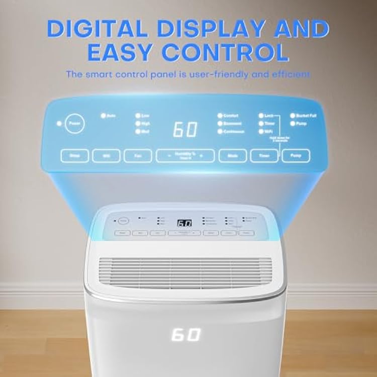 4,500 Sq.Ft Dehumidifier for Basement, Max 80 Pint/Day (Standard 60 Pint/Day) Smart WiFi Dehumidifier with Pump Drain Hose & Auto Humidity Control, Large Dehumidifiers for Home, RV, Bathroom, Bedroom