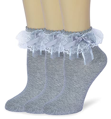 Image of Women Ruffle Socks, Double Layer Lace Butterfly Cute Frilly Girl Princess Cotton Ankle Socks