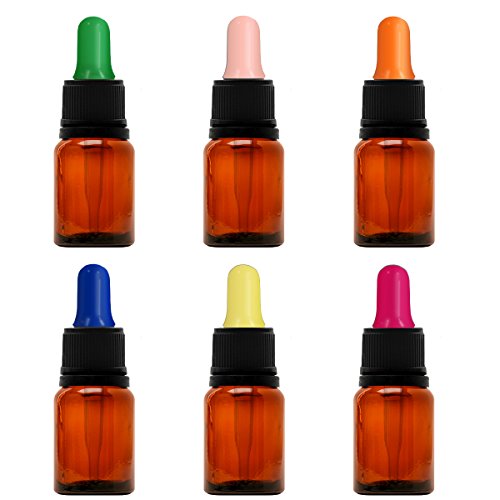 Year Of Plenty Glass Eye Droppers For 5Ml Essential Oil Bottles | Set Of 12 | Multicolored | Compatible With Doterra, Young Living, Edens Garden, Plant Therapy, Plant Guru, Rocky Mtn, Etc 1/6Fl Oz 5Ml #TOP7