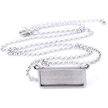 5 قطع الفولاذ المقاوم للصدأ 10x25mm مستطيل كابوشون إعدادات قلادة صينية دي 55 سم سلسلة طويلة قلادة قاعدة الفراغات لصنع المجوهرات   