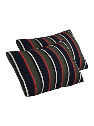 Image of 180 TC Pillow Cover Set of 2 | Pillow Cover Cotton 100% | Pillow Cover Set of 2 King Size | Wrinkle Free & Fade Resistance | Striped Pattern | Standard Size | All Season Use (Stripe Black)