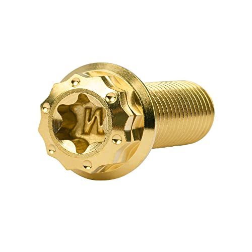 Image of Titanium Flange 12 Point Head M8 x15 20 25 30 35 40 45 50 55 60 65mm Screw Bolt Pack of 4 (M8x25mm, Gold)