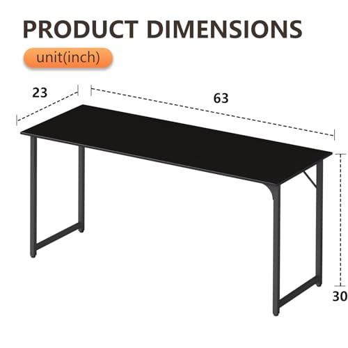 Image of BestOffice Computer Desk,Home Office Desk, Modern Simple Style for Home Office Study Writing (Black, 63 Inch)