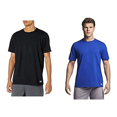 Image of Russell Athletic Men's Cotton Performance Short Sleeve T-Shirt, 2 Pack: Black /Royal, 3XL