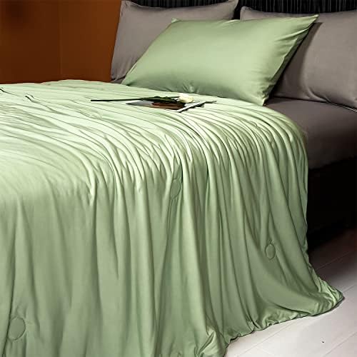 LLanCL Cooling Blankets for Hot Sleepers - Cool Like Ice Cream Lightweight Blanket for Summer with Double Side Cold, Cooling Comforter, Quilt, Fabric for Bed (Twin Size 59" x 79" Green & Grey)
