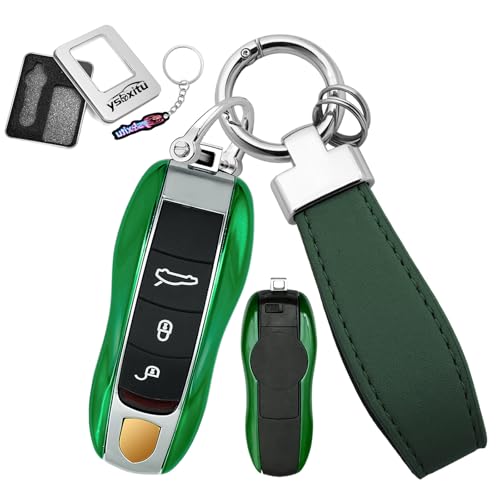 Ysbxitu Smartkey Custodia portachiavi adatta per Porsche Cayenne Panamera 911 971 9YA Macan Boxster Taycan Carrera Copertura chiave keyless go protezione chiave auto scatola verde