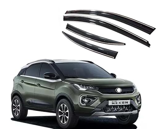 Malik AUTO Compatible Chromeline Silverline Door Visor Wind Deflector for Nexon 2024 Set of 4 Pieces-image-34