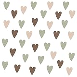 Muralo - Wandtattoo Kinderzimmer Mädchen und Junge,Pastellfarbene Herzen - Wandsticker Wanddeko Babyzimmer, Wandaufkleber Deko Herzen Set- Br.120cm x Hö.60cm