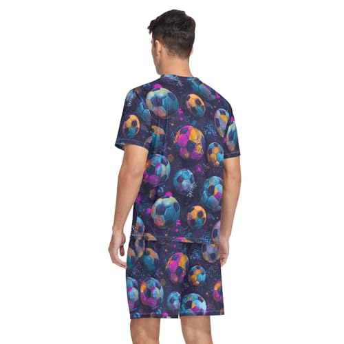Football Pattern Men’s Pajama Sets Short Sleeve Shirt and Pants with Soft Touch Fabric2