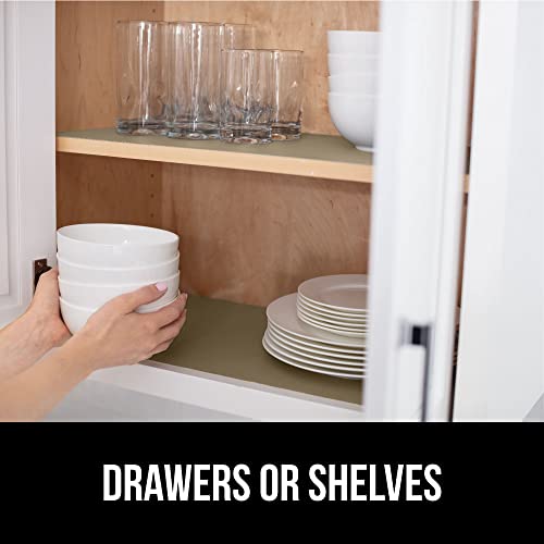 GORILLA GRIP DripGuard Shelf Liner, Non-Adhesive Drawer and Kitchen Cabinet Protector, 20x240 Inch, Strong Grip Slip Resistant Underside, Smooth Surface Liners for Cabinets, Bathrooms, Closets, Beige