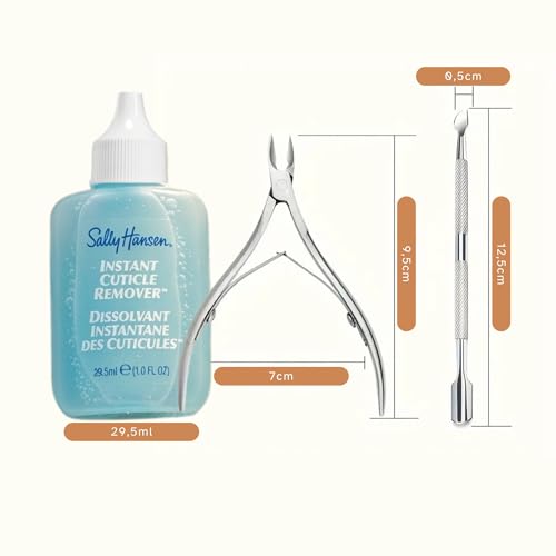 Nagelhautentferner Set - Nagelhautzange & Nagelhautschieber | Cuticle Remove | Nagelhautweichmacher | Maniküre set & Pediküre Zubehör | Nagelpflege | Nagelhautentferner Flüssig Set | Pflegeset