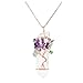 Jovivi Chakra Gemstone Tree of Life Wire Wrapped Natural Clear Quartz Healing Crystal Point Pendant Necklace Mother's Day Gift