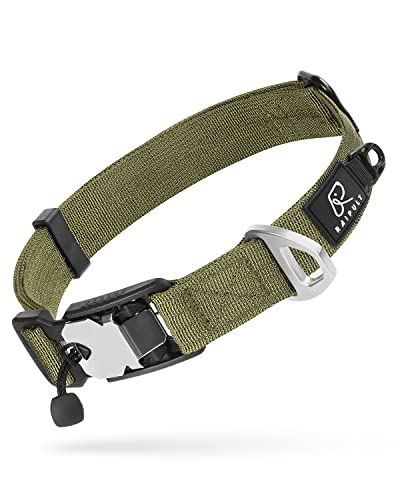 Raipult Designer Magnetic Quick-Release Dog Collar, Premium Soft Nylon Boy Dog Collars With Self-Closing Magnet Buckle, Heavy Duty Adjustable Durable Dog Collar For Small Medium Large Dogs,Olive Green #TOP4
