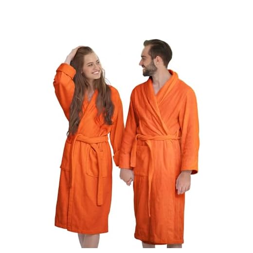 Banzaii Albornoz Para Hombre y Mujer 100% Algodón con Capucha – Bata de Baño Unisex L Naranja