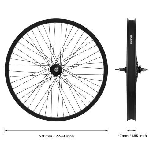 Exceedhub 26" x 1.85" Heavy Duty Bike Rim Wheelsset, Front and Rear Wheel, 12 Gauge 48 Spokes Wheelset, Double Wall Aluminum Alloy Bicycle Wheels Rims Disc Brake MTB Wheel Set(26 Inch)
