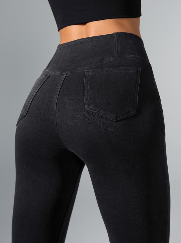 Rammus Jeans acampanados para mujer, de cintura alta, acampanados, pantalones de yoga de moda, leggings elásticos con bolsillos