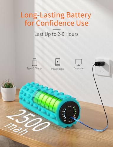 Vibrating Foam Roller, Electric Back Muscle Masage Roller for Muscles Deep Tissue, 5-Level Vibration Exercise Roller with Carry Bag, Rechargeable Battery(Black) - Image 4