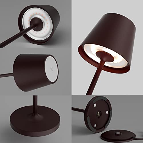 K-Bright-2-pezzi-Lampada-LED-Dimmerabile-da-tavolo-in-alluminio-H38cmRicaricabile-Colore-luce-calda-Per-interniesterni-Lampada-da-tavolo-con-base-di-ricarica-a-contatto-Bronze