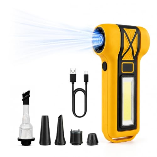 Image of Shakti Technology AirJet Pro Handheld High-Speed Air Duster,130000 RPM Cordless Mini Air Blower & Vacuum Cleaner 2-in-1, Portable Rechargeable Blower for Home, Car, PC and Keyboard Cleaning