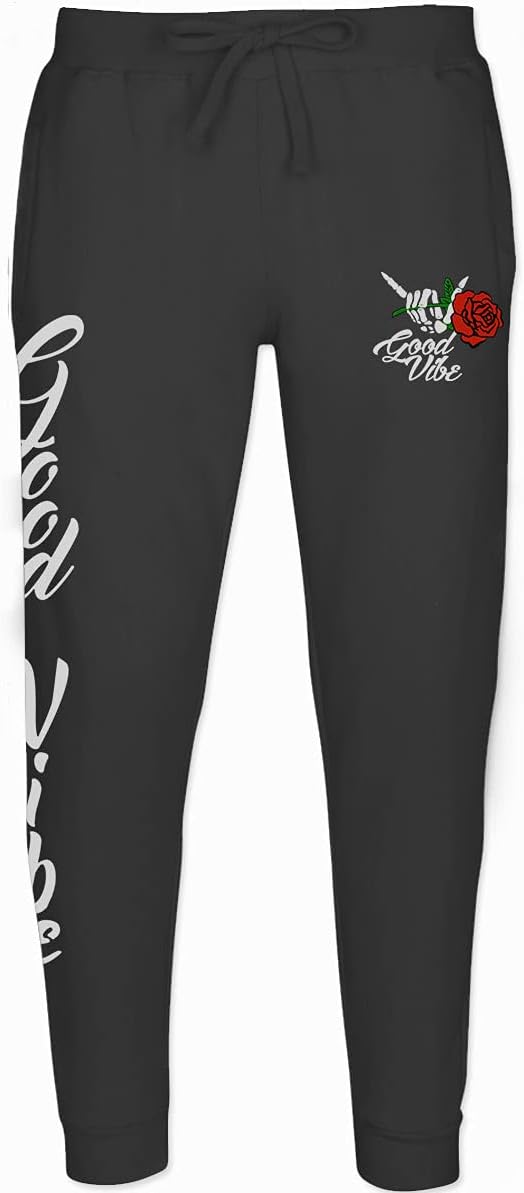 Good Vibe Flowers Bones Hand Shaka Cool Vintage Hipster Graphic Jogger for Men Sweatpant