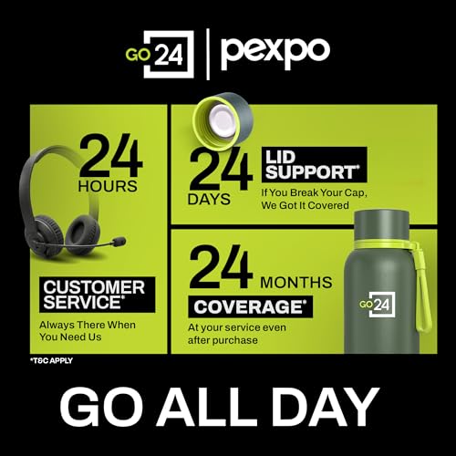 Go24 pexpo Stainless Steel Water Bottle 1 LTR Military Green (Single) - Image 3