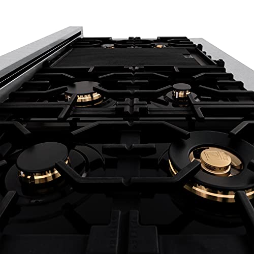 Zline Kitchen And Bath RTSZ-48-G Zline Autograph Edition 48 Inch Porcelain Rangetop With 7 Gas Burners In Fingerprint Resistant Stainless Steel And Gold Accents thumb #4