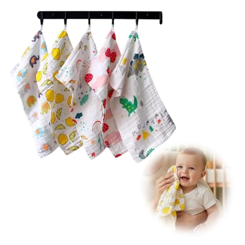 Image of BabyGo Muslin Baby Washcloths - 6 Layer Ultra Soft Cotton Baby Towels | Highly Absorbent Face Towels for Newborns, Kids & Toddlers | Quick Dry Burp Cloths & Bath Essentials (Large) - Pack of 2