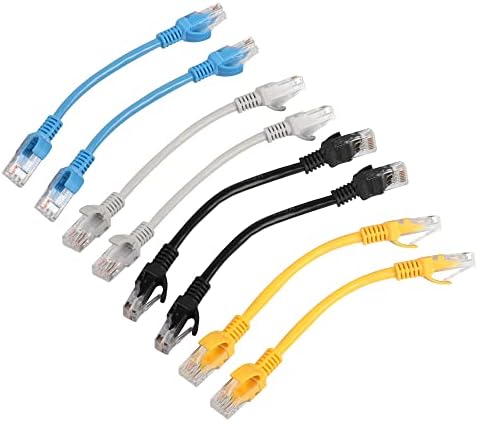 Short Cat5e Ethernet Patch Cable 0.5ft,Snagless RJ45 LAN Network Cord for Router, Modem,Switch, Server(Mixed Color 8 Pack)