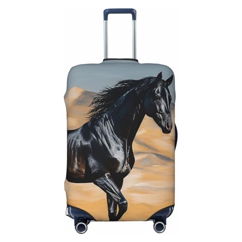 Travel Luggage Cover Fashion Suitcase Protector Black Arabian Horse Spandex Baggage Covers Washable Suitcase Covers Anti-Scratch Luggage Cover Protectors Fits 18-32 Inch Suitcases Large