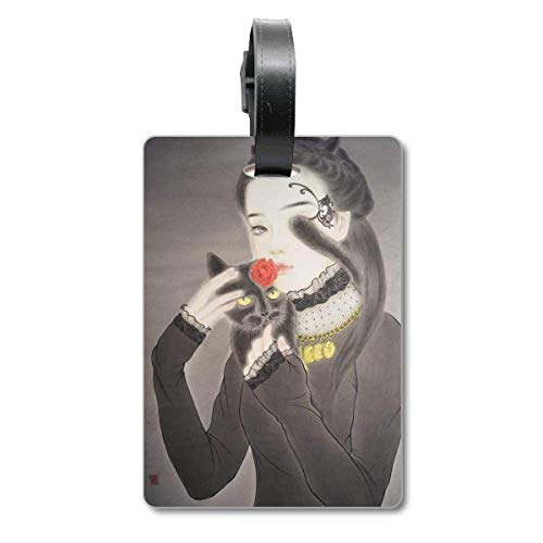 Étiquette de valise chat noir pour bagage et voyage