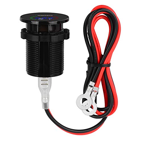 Image of Black Waterproof 12V Car Tester DC Voltmeter Color LED Digital Display Volt Meter Voltage Meter Scale Gauge Battery Tester for Marine Car Motorcycle Truck Boat RV