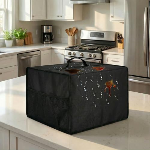 Deosk 21.7"L X 13.8"W X 7.1"H Electric Skillet Cover 300D Oxford Electric Frying Pan Lid Covers With 2 Mesh Bags and Handle Waterproof Covers Fit Eg-6203/06857 16-Inch Electric Skillet (Black)