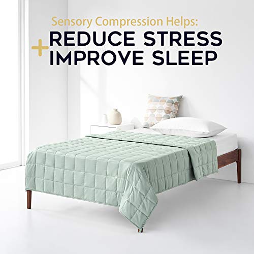 YnM Weighted Blanket,Heavy 100 Percent Oeko-Tex Certified Cotton Material, Bed Blanket for One Person of 140lbs, Ideal for Queen/King Bed (60x80 Inches, 15 Pounds, Sprout Green)