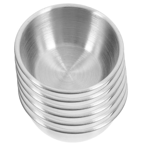 DOITOOL Juego de 6 Vasos para Salsa de 50 Ml de Acero Inoxidable 304 Recipientes Pequeños para Condimentos y Aderezos Tazones Reutilizables para Ketchup y Salsas Ideales para Hogar y