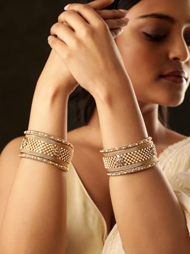 Image of Rubans Bangles Set of 4 American Diamond Zirconia Stylish Trendy Jewellery Gift for Women & Girls
