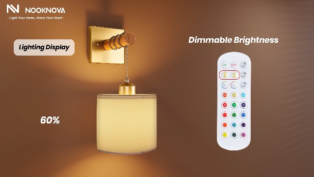 Image of Rechargeable Battery Operated Wall Sconce Set of Two, 8000mAh Wireless Wall Sconces with RGB 15 Colors & Remote Control, Dimmable Wall Lamps for Living Room Bedroom, Gold