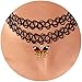 BodyJ4You 2PC Tattoo Choker Necklace - 90s Choker Necklace Women - 2000s Y2K Black Chokers - Retro Cute Butterfly Charm Pendant - Emo Stretchy Elastic Necklace