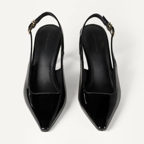 Image of Amazon Essentials Women's Pointed Toe Slingback Heels with Ankle Strap