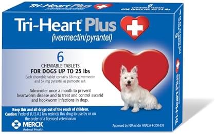 TRI-HEART PLUS Chewable Tablet for Dogs, up to 25 lbs (Blue Box),...