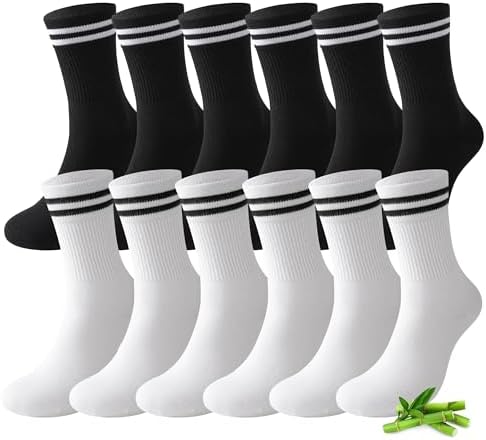 FALARY 6/12 Paar Bambus Tennissocken Herren Damen Socken Sportsocken | Weich,Atmungsaktiv,Ohne Naht Anti-Blasen,Anti-Schweiß