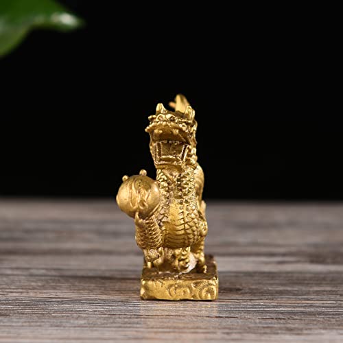 Brabud Handmade Magical And Noble Brass Azure Dragon Figurine Home Office Desk Decoration #TOP2
