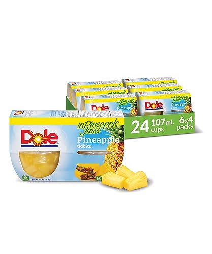 Dole - Dole Fruit Bowls Tropical Gold Golden Pineapple in Fruit Juice, Healthy School Snacks, 107ml, 24 Cups