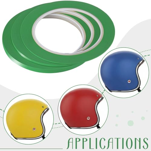 Image of Nezyo 6 Pcs Vinyl Pinstripe Tapes Masking Painter Tapes High Temperature Low Tack Automotive Car Paint for Easy Removal Trim Thin Finishing Masking(Green,1 /16,1 /8, 1 /4 Inch)