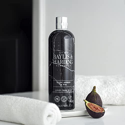 Image of Baylis & Harding Elements Dark Amber & Fig Luxury Body Wash, 500 ml (Pack of 1) - Vegan Friendly