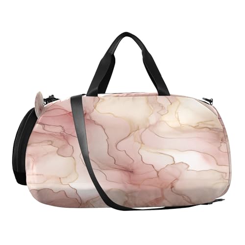 Marble Texture Youth Sports & Travel Duffle Bag with Shoe Compartment,Waterproof Gym Bag for Girls and Boys (Overnight Essentials Organizer)2