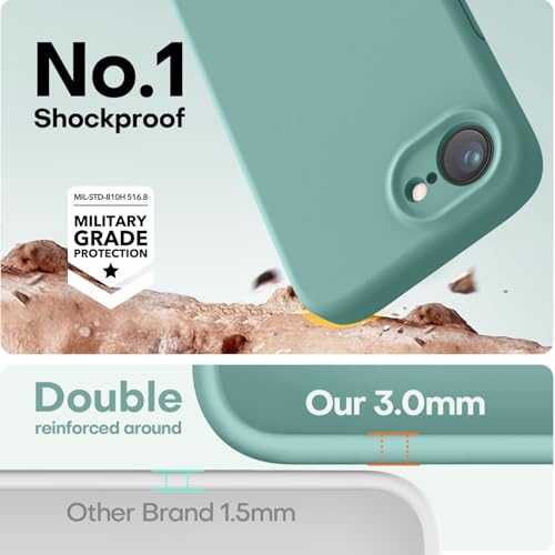 Image of LOVE 3000 Designed for iPhone 16e /17e Case, Premium Silicone with [Soft Anti-Scratch Microfiber Lining] Shockproof Protective Phone Case for Men Women Girls 6.1 inch, Pine Green